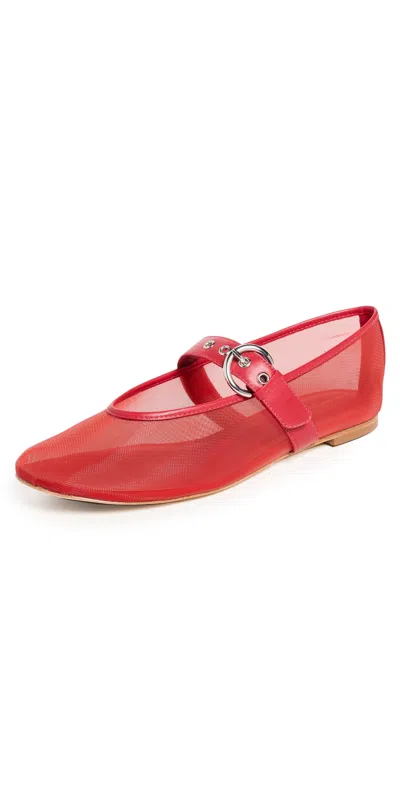 Reformation Exclusive Bethany Mesh Ballet Flats Lipstick Mesh