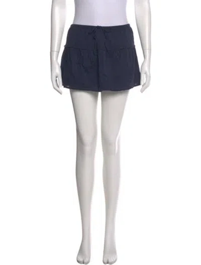 Pre-owned Reformation Eyelet Trim Mini Skirt In Blue
