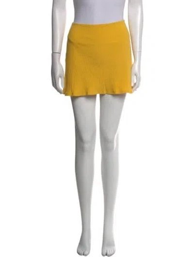 Pre-owned Reformation Eyelet Trim Mini Skirt In Yellow