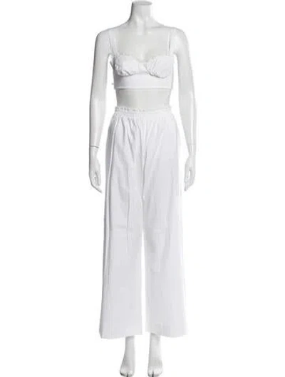 Pre-owned Reformation Eyelet Trim Pant Set In White