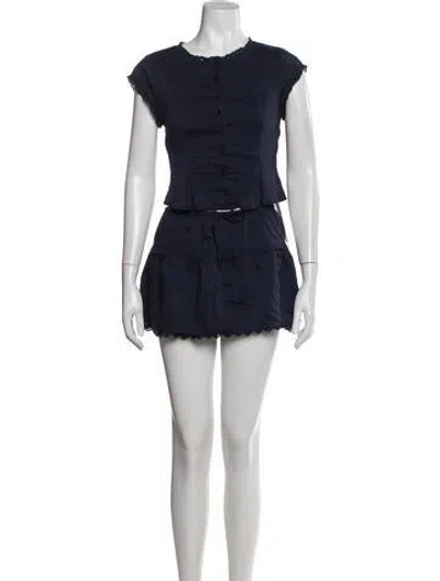 Pre-owned Reformation Eyelet Trim Skirt Suit In Black