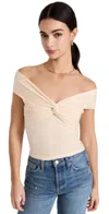 Reformation Ezlynn Off-the-shoulder Twist-front Stretch-tencel Lyocell Top In Cream