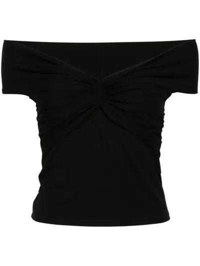 Reformation Ezlynn Off-shoulder Top In Black