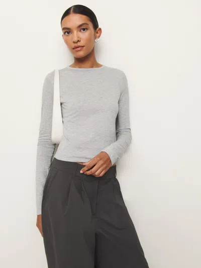Reformation Ezra Slim Fit Long Sleeve In Heather Grey