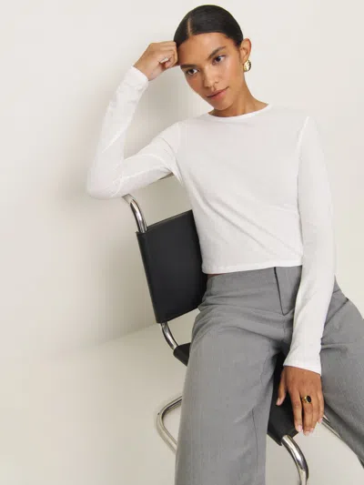 Reformation Ezra Slim Fit Long Sleeve In White
