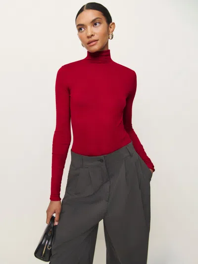 Reformation Faith Regenerative Merino Fitted Turtleneck In Lipstick