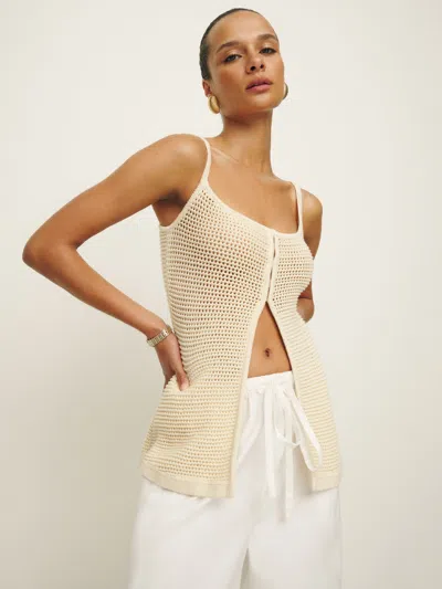 Reformation Fallon Open Knit Tank In Horchata