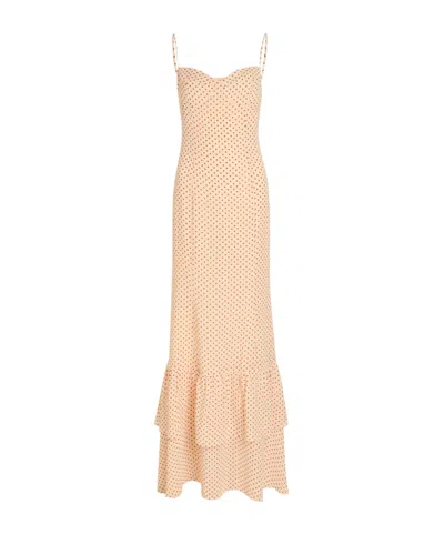 Reformation Womens Fallon Polka-dot Woven Maxi Dress Marilyn Dot In Neutral