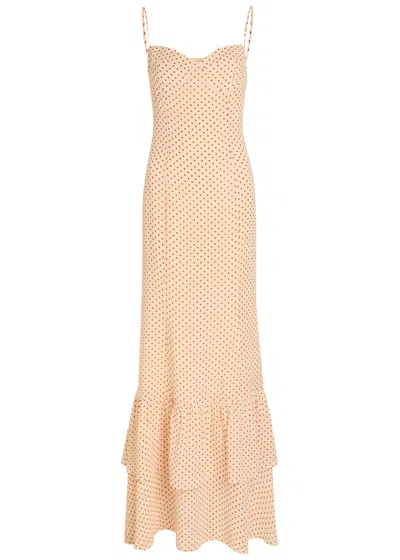 Reformation Fallon Polka Dot Chiffon Maxi Dress In Neutral