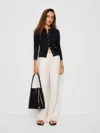 Reformation Farren Cashmere Crew Cardigan In Black
