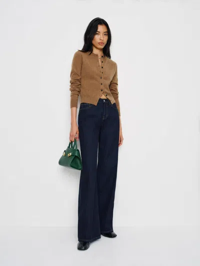 Reformation Farren Cashmere Crew Cardigan In Brown
