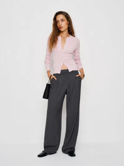 Reformation Farren Cashmere Crew Cardigan In Pink