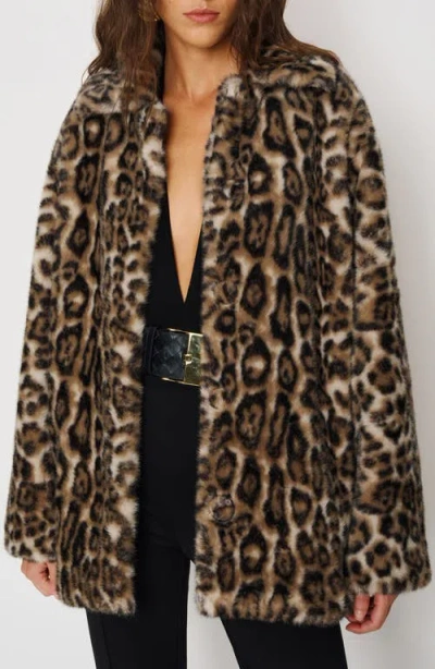 Reformation Faux Fur Coat In Animal Print