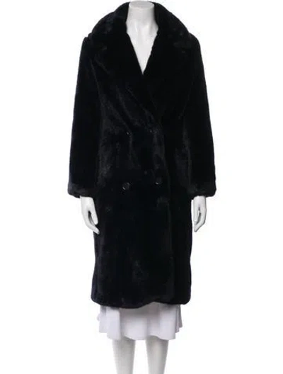 Pre-owned Reformation Faux Fur Coat In Black