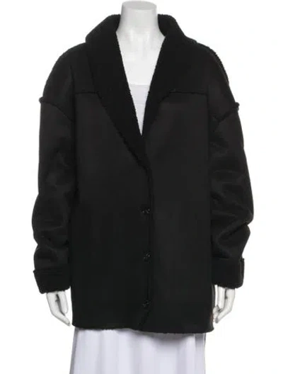 Pre-owned Reformation Faux Fur Coat In Black