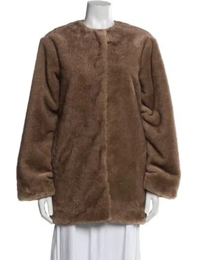 Pre-owned Reformation Faux Fur Coat W/ Tags In Brown