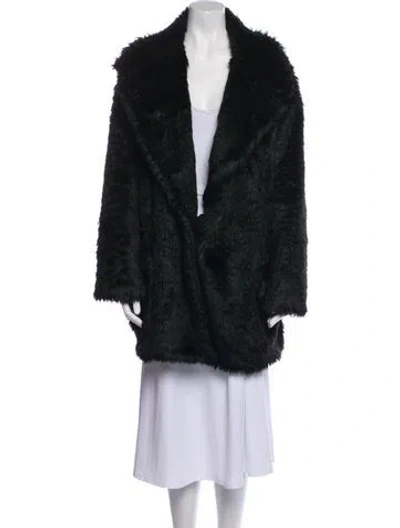 Pre-owned Reformation Faux Fur Faux Fur Coat In Black