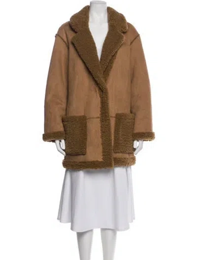 Pre-owned Reformation Faux Fur Faux Fur Coat In Brown