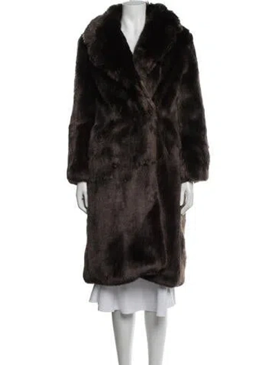 Pre-owned Reformation Faux Fur Faux Fur Coat In Brown