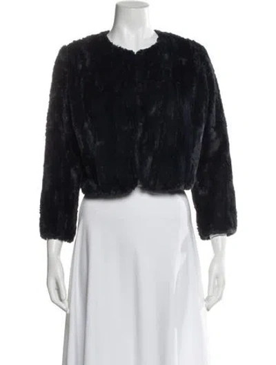 Pre-owned Reformation Faux Fur Faux Fur Jacket In Blue