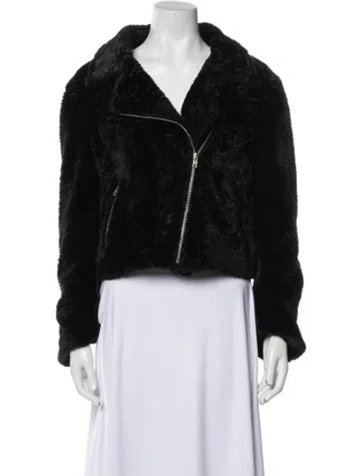 Pre-owned Reformation Faux Fur Jacket In Black