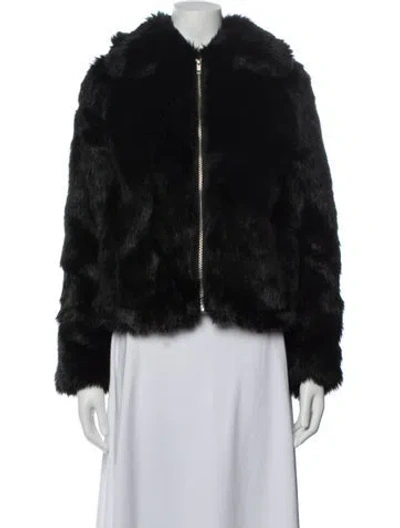 Pre-owned Reformation Faux Fur Jacket In Black