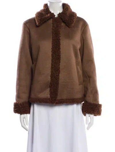 Pre-owned Reformation Faux Fur Jacket In Brown
