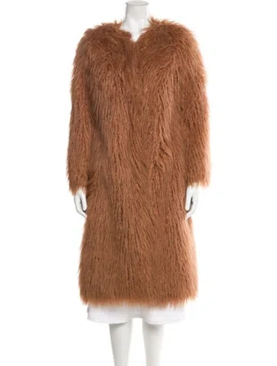 Pre-owned Reformation Faux Fur Jacket In Brown