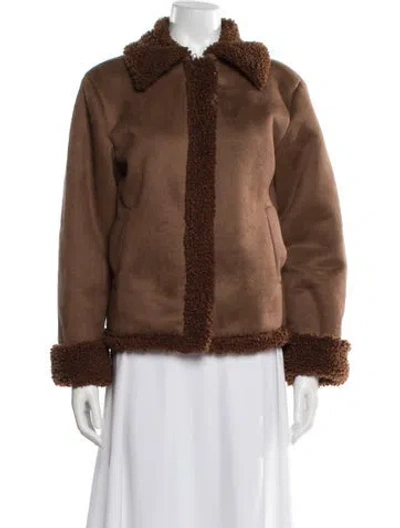 Pre-owned Reformation Faux Fur Jacket In Brown