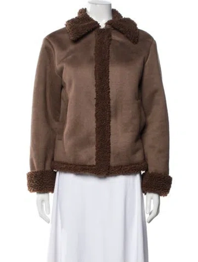 Pre-owned Reformation Faux Fur Jacket In Brown