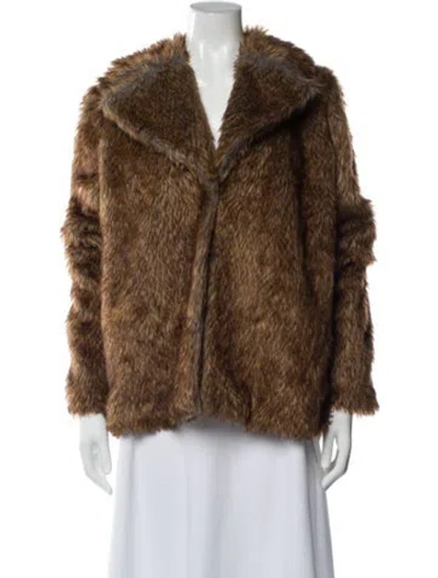 Pre-owned Reformation Faux Fur Jacket In Green