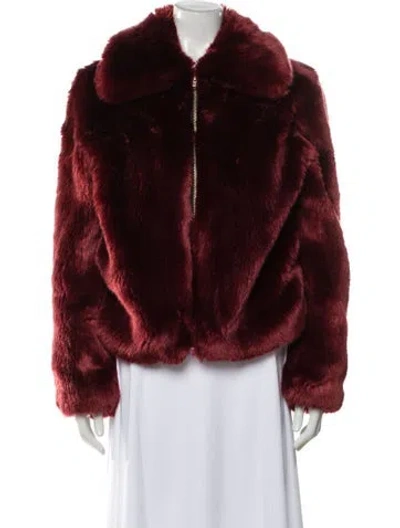Pre-owned Reformation Faux Fur Jacket In Red