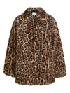 Reformation Faux-fur Leopard-print Coat In Brown