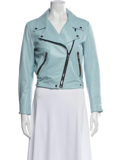 Pre-owned Reformation Faux Leather Jacket In Blue