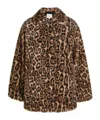 Reformation Faux-fur Leopard-print Coat In Beige