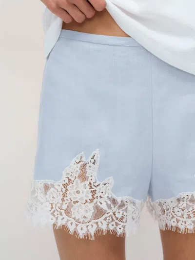 Reformation Fern Linen Short Blue Xs