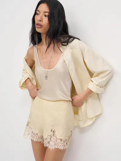 Reformation Fern Linen Short Ivory Xs In Green