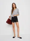 Reformation Womens Black Fern Lace-hem Satin Shorts In Black