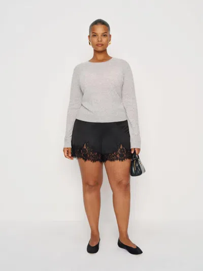 Reformation Fern Satin Short Es In Black