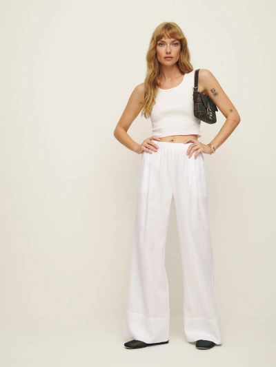 Reformation Fernando Linen Pant In White