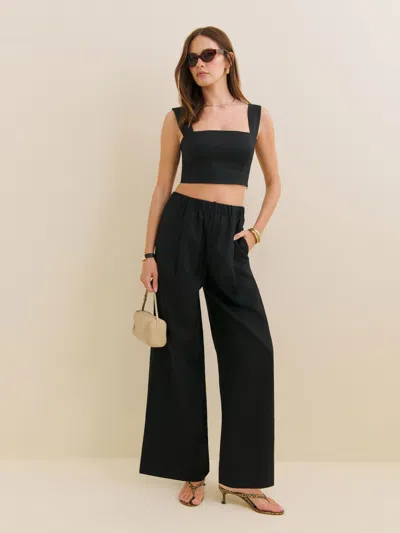 Reformation Fernando Linen Pant In Black