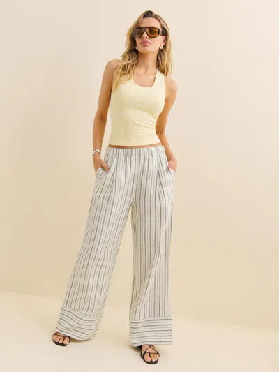 Reformation Fernando Linen Wide Leg Pant In Elsie Stripe