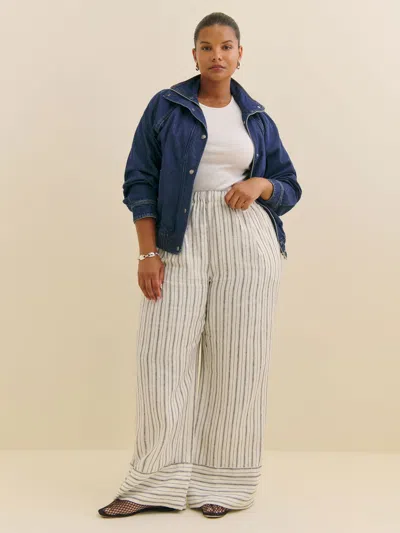 Reformation Fernando Linen Wide Leg Pant Es In Elsie Stripe
