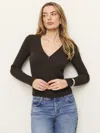 Reformation Fia Cashmere Blend Cardigan In Black Bean