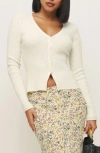 Reformation Fia Cashmere Blend Cardigan In Fior Di Latte