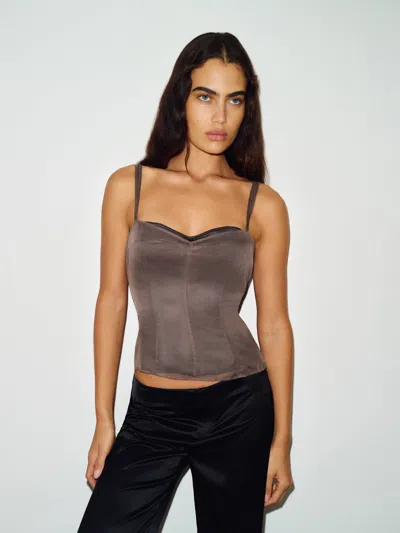 Reformation Top Fifer Gris 34 In Brown