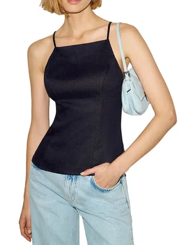 Reformation Finley Linen Top In Black