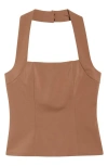 Reformation Finnian Halter Top In Brown