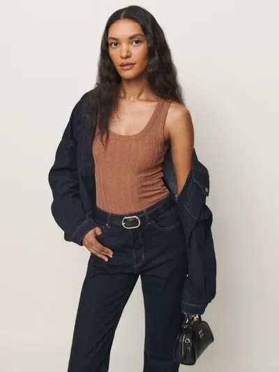 Reformation Fiore Knit Top In Toffee