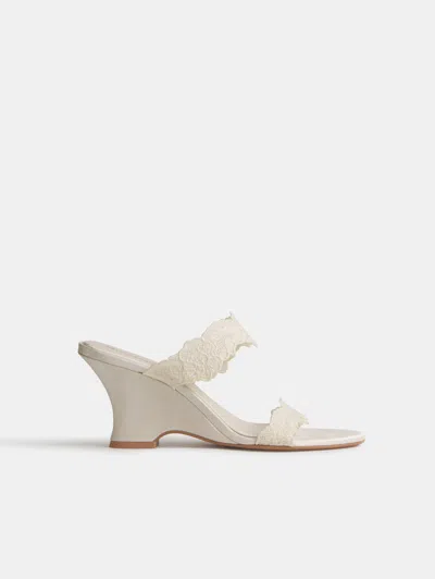 Reformation Fiorella Wedge Sandal Ivory 8.5 In Neutral